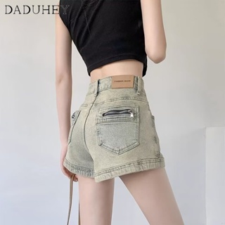 DaDuHey🎈 New American Style Ins High Street Retro Denim Shorts Niche High Waist Wide Leg Pants Plus Size Pants