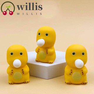 Willis ตุ๊กตามังกรนม หนัง PU แบบยืดหยุ่น เด้งกลับช้า ของเล่นบีบได้ ของขวัญสําหรับเด็ก สีเหลือง