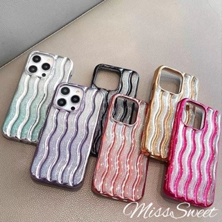 เคสโทรศัพท์มือถือ ลายคลื่นน้ํา เรเดียม สีม่วง ดํา ทอง 3D สําหรับ IPhone14 13 12 11 Pro Max IPhone11