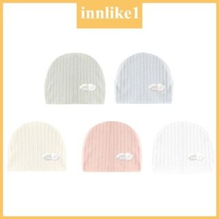 Innlike1 หมวกบีนนี่ ผ้าโพกหัว สีพื้น อุปกรณ์เสริม สําหรับเด็กทารกแรกเกิด 0-3 เดือน