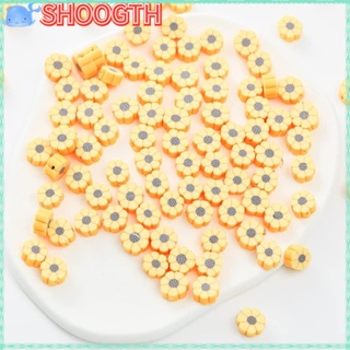 Shoogth ลูกปัดดินโพลิเมอร์เรซิ่น รูปดอกทานตะวัน สีเหลือง 10 มม. 200 ชิ้น