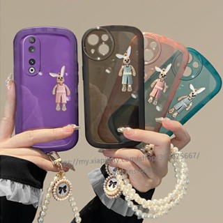 พร้อมส่ง เคสโทรศัพท์มือถือ กันกระแทก ปิดด้านหลัง ลายกระต่าย 3D พร้อมสายคล้อง ประดับมุก พกพาง่าย สําหรับ Honor 90 Lite 50 Lite Magic 5 Pro เคส Phone Case