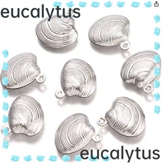 Eucalytus1 จี้เปลือกหอย สเตนเลส ทรงกลม ขนาดเล็ก 14x13.5 มม. สําหรับทําเครื่องประดับ