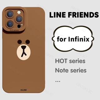 LINE FRIENDS เคสโทรศัพท์มือถือ แบบนิ่ม ลายการ์ตูนหมีสีน้ําตาล ป้องกันกล้อง สําหรับ Infinix Note 30 Pro 30i 12 VIP 12i 11s 10 7 Lite HOT 20s 11 NFC Play 10T 8