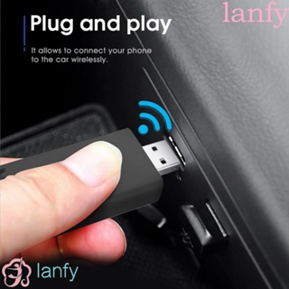 Lanfy กล่องเครื่องเล่นคาร์เพลย์ไร้สาย USB พร้อมสาย สีดํา สําหรับรถยนต์