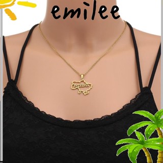 Emilee ขายดี สร้อยคอไทเทเนียม จี้โครงร่างเรขาคณิต สีเทา เครื่องประดับ สําหรับผู้หญิง