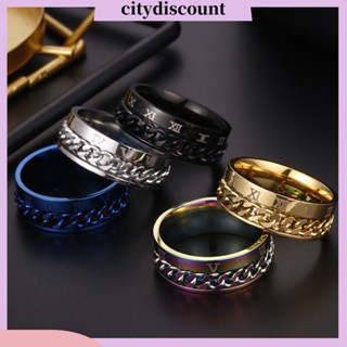 &lt;citydiscount&gt; แหวนโซ่เหล็กไทเทเนียม รูปตัวเลขโรมัน เครื่องประดับแฟชั่น สําหรับทุกเพศ