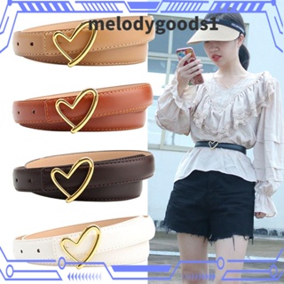 Melodygoods1 เข็มขัดคาดเอว หนัง PU ผสมสังกะสีอัลลอย แบบบาง ปรับได้ สําหรับผู้หญิง