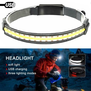 Rechargeable Work Light 3 Mode COB+LED Headlamp Headlight Torch Flashlight