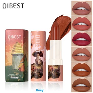 Qibest ลิปสติก เนื้อแมตต์กํามะหยี่ ให้ความชุ่มชื้น ติดทนนาน สีนู้ด