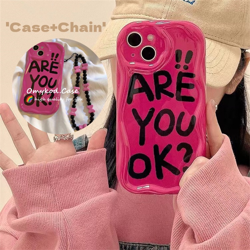 🌈Case+Chain🏆OPPO A18 A38 A17 A16 A15 A57 A78 A5S A3S A53 A32 A33 A5 A9 A54 A55 A76 A95 A93 A94 A55 A1 Pro A97 A96 Reno7 6 5  5F 4F Minimalist Letter Creative Phone Case &amp; Chain Soft Protection Back Cover