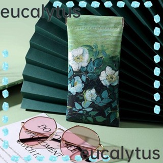 Eucalytus1 กระเป๋าใส่แว่นตากันแดด หนัง PU พิมพ์ลายดอกไม้ ปิดอัตโนมัติ ทนทาน สําหรับผู้ชาย