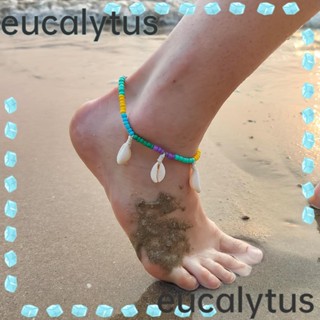 Eucalytus1 สร้อยข้อเท้าโซ่ รูปเปลือกหอย สไตล์โบฮีเมียน ชายหาด