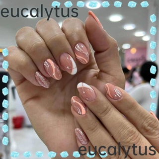 Eucalytus1 เล็บปลอม แบบกด สไตล์ฝรั่งเศส 24 ชิ้น