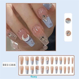 เล็บปลอมเร็จรูป French False Nails Short Art Nail Tip Press Stick False Nail Design Full Set Faux Pink Wearable Transparent Nail Tip