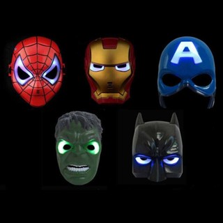 LED Superhero Masks Spiderman Ironman Captain America Batman Hulk Plastic Mask