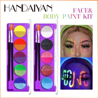 Handaiyan Fluorescent Body Color Drawing Plate อายแชโดว์ Helloween Glowing Ghost Skull Face Makeup -FE