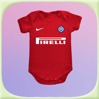 Baju bola sepak bayi Football Club Internazionale Milano ชุดจั๊มสูทรอมเปอร์ ผ้าฝ้ายแท้ พิมพ์ลายงู เอลฟ์ สีฟ้า สีดํา ฤดูร้อน สําหรับเด็กทารกแรกเกิด ครึ่งแขน ชุดนอนเด็กทารก B