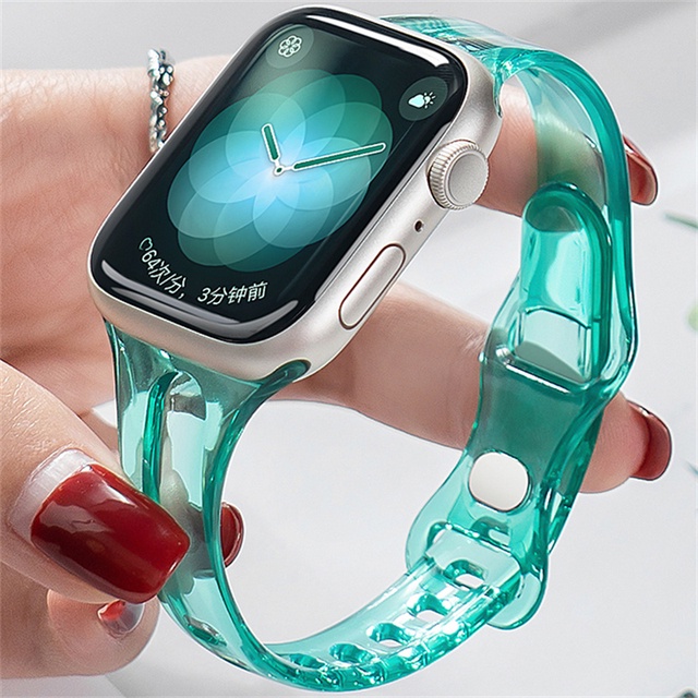 สายนาฬิกาข้อมือซิลิโคนใส แบบบางพิเศษ สําหรับ iWatch 9 8 7 6 5 4 3 2 SE 1 41 มม. 45 มม. 38 มม. 42 มม. 40 มม. 44 มม. 49 มม.