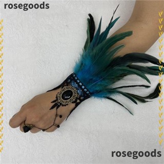 Rosegoods1 ถุงมือลูกไม้ คอสเพลย์ ถุงมือขนนกโกธิค เรโทร สตีมพังก์ ลูกไม้ Y2k ตกแต่งข้อมือ พรอม ถุงมือแบบไม่มีนิ้ว