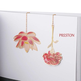 Preston ที่คั่นหนังสือ รูปใบไม้ ดอกกุหลาบ ใบไม้ แอปริคอท สไตล์จีน สร้างสรรค์ ของขวัญ เครื่องเขียน