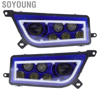 Soyoung Headlight with Blue Halo Ring 6000K IP67  Fit for POLARIS GENERAL 1000