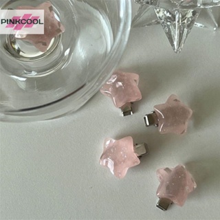 Pinkcool กิ๊บติดผมคริสตัล รูปดาวห้าแฉก สีชมพูน่ารัก เครื่องประดับ สําหรับผู้หญิง Y2k