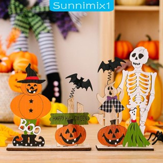 [Sunnimix1] ป้ายไม้ตั้งโต๊ะ ลายฮาโลวีน หลากสี สําหรับตกแต่งห้องนั่งเล่น