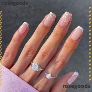 Rosegoods1 เล็บปลอม หัวสี่เหลี่ยม ถอดออกได้ DIY