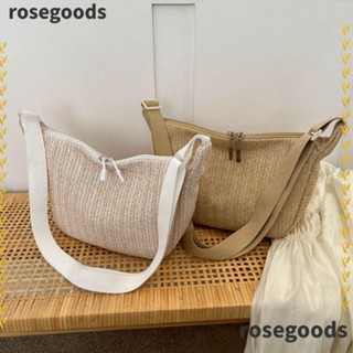 Rosegoods1 กระเป๋าสะพายไหล่ ฟาง อเนกประสงค์ แฟชั่นสําหรับผู้หญิง