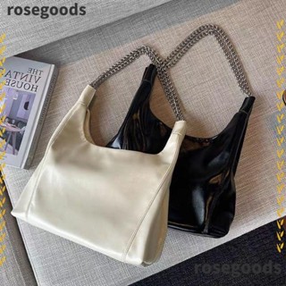 Rosegoods1 กระเป๋าสะพายไหล่ สะพายข้าง หนัง Pu นิ่ม สายโซ่ หรูหรา