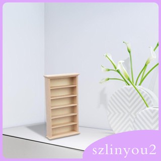 [szlinyou2] ชั้นวางหนังสือจิ๋ว 6 ชั้น ของขวัญวันหยุด 3+ สําหรับบ้านตุ๊กตา