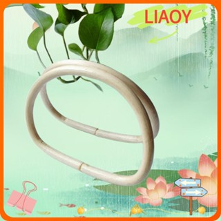 Liaoy ด้ามจับไม้ไผ่ ทรงวงรี น้ําหนักเบา DIY สําหรับกระเป๋า งานฝีมือ 2 ชิ้น