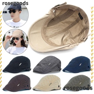 Rosegoods1 หมวกคาวบอย ผ้าฝ้าย ลําลอง แบบแบน สําหรับขับรถ