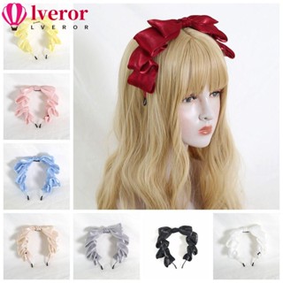 Lveror ที่คาดผม ริบบิ้นโบว์ มุก โลลิต้า หิมะ น่ารัก เครื่องประดับผม พร็อพ