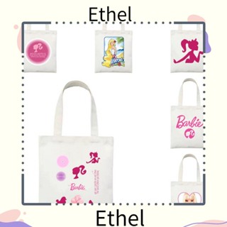 Ethel1 กระเป๋าถือ กระเป๋าสะพายไหล่ ผ้าแคนวาส ขนาดเล็ก แบบพกพา สีขาว สําหรับตุ๊กตาบาร์บี้