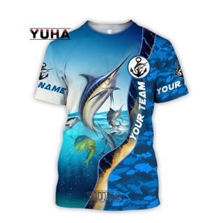 เสื้อยืดแขนสั้นลําลอง พิมพ์ลาย Tuna fishing Camo 3 มิติ แฟชั่นฤดูร้อน สําหรับผู้ชาย และผู้หญิง