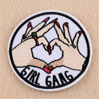 Girl Gang Patch Embroidery Feminist Cute Riot Girl Punk Heart Hands Clearance sale