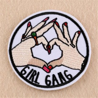 Girl Gang Patch Embroidery Feminist Cute Riot Girl Punk Heart Hands Clearance sale