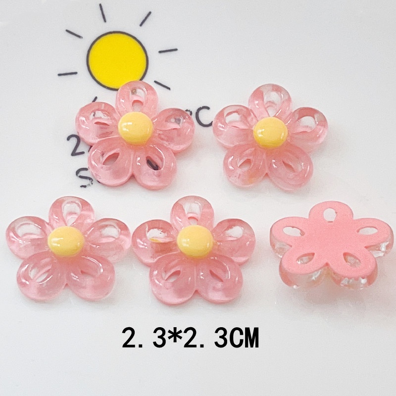 [2 #] Jibbitz Crocs กิ๊บติดผม ยางเรซิ่น รูปดอกไม้ห้ากลีบ แบบกลวง สีโปร่งใส อุปกรณ์เสริม สําหรับรองเท้า diy QP