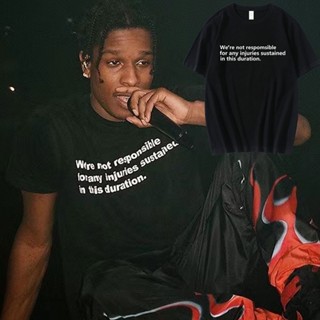 เสื้อยืดแขนสั้น ผ้าฝ้ายแท้ พิมพ์ลายตัวอักษร Rapper Asap Rocky Same Paragraph สไตล์ฮาราจูกุ สตรีท ฮิปฮอป   