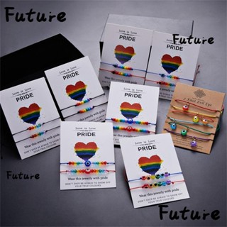 Future LGBT สร้อยข้อมือ เชือกลูกปัด สีรุ้ง ปรับได้ เครื่องประดับ แฟชั่นคู่รัก สําหรับผู้หญิง และผู้ชาย