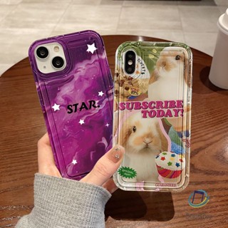 คู่เคสโทรศัพท์โปร่งใสสำหรับ Iphone 11 12 13 14 15 Pro Max XR X 7 6 8 Plus กระต่ายสีน้ำตาล อ่อนนุ่มกันกระแทกเปลือก สีม่วง