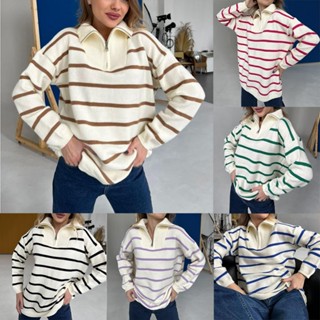 เสื้อกันหนาว แขนยาว ทรงหลวม สวมใส่สบาย แฟชั่นสําหรับผู้หญิง