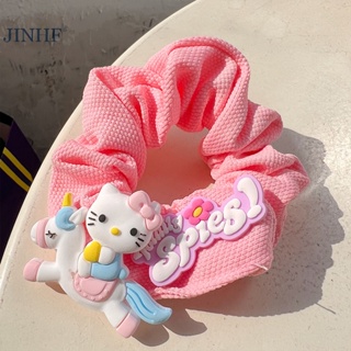 Blowgentlyflower Kawaii Sanrio ยางรัดผม ขนาดใหญ่ ลายการ์ตูน Hello Kitty น่ารัก สีชมพู เครื่องประดับ สําหรับเด็กผู้หญิง BGF