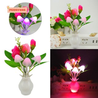 Doublepeony โคมไฟ LED รูปดอกกุหลาบ โรแมนติก หลากสี ปลั๊ก US EU สําหรับตกแต่งบ้าน