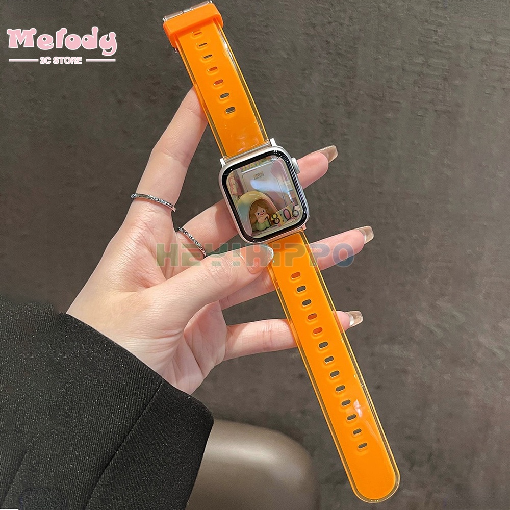 สายนาฬิกาข้อมือซิลิโคนใส สีแคนดี้ สําหรับ iwatch series 10 9 8 7 6 5 SE 4 3 45 44 42 41 40 38 49 มม.