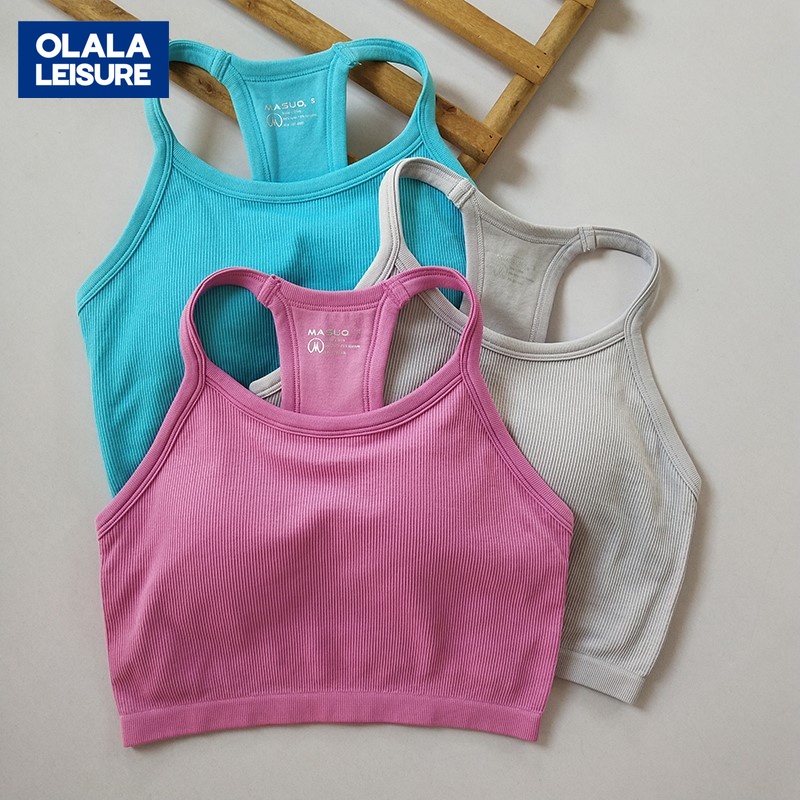 OLALA LEISURE เสื้อกล้ามวันพีช แบบแห้งเร็วเซ็กซี่ พร้อมแผ่นรองหน้าอก สไตล์ตะวันตก สําหรับผู้หญิง ใส่เล่นโยคะ ฟิตเนส