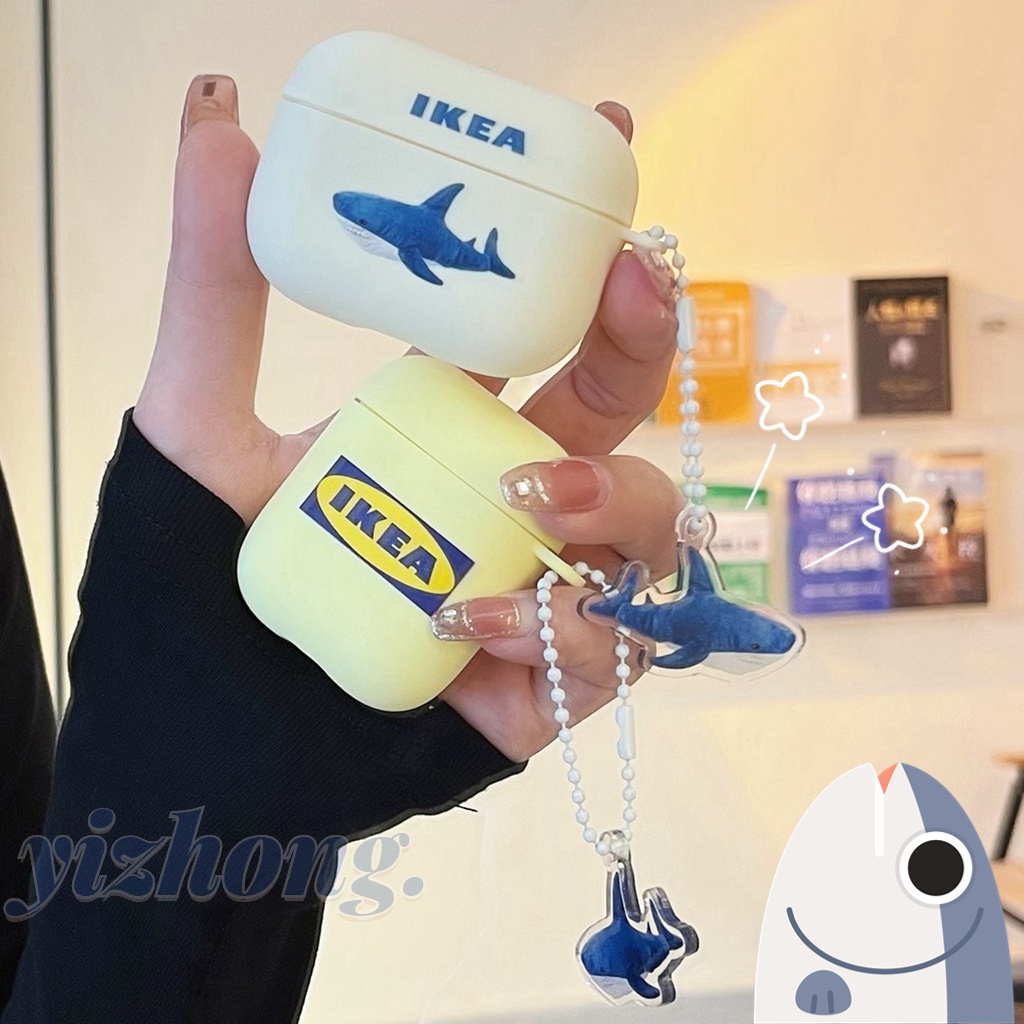 เคสหูฟังไร้สาย TPU เนื้อแมตต์ กันหาย พิมพ์ลายปลาฉลามน่ารัก สําหรับ Airpods Pro 2 1 3