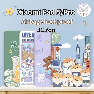 Xiaomi Pad 5 เคส 11 นิ้ว 5 Pro ถุงลมนิรภัย กันกระแทก แมวน่ารัก ดอกไม้ สมาร์ท เคส หนัง PU ซิลิโคน TPU สําหรับแท็บเล็ต นิ่ม กันตก ฝาพับ ป้องกัน เคสกันกระแทก